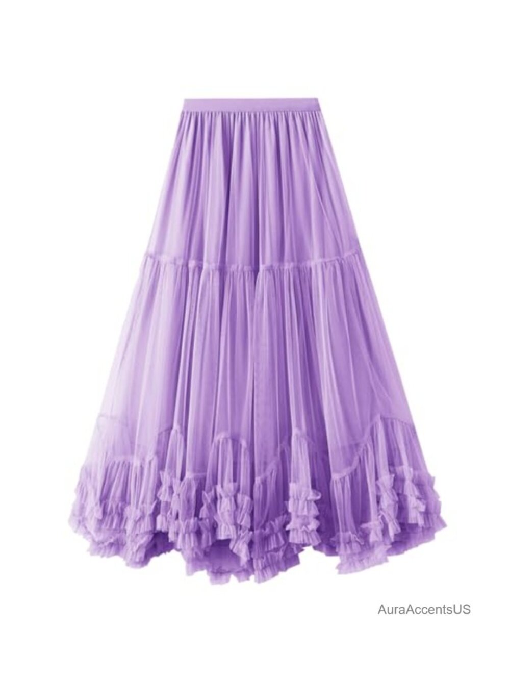 Women's Maxi Tulle Skirt A-Line Tiered Mesh Tutu Fairy Flowy